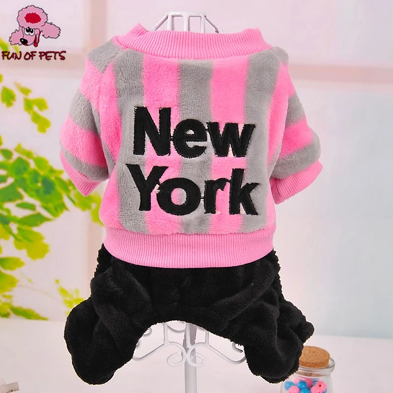 Newly &quotNew York&quot Printing Strip Pattern Four Feet Pants for Pet Dogs Fleece Dog Jumpsuits Clothes | Дом и сад