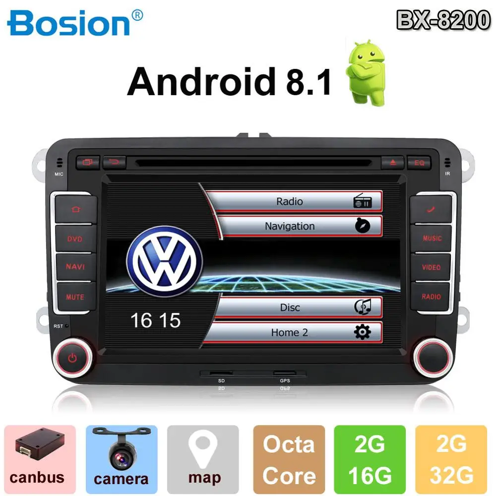 Bosion Автомобильный мультимедийный плеер Android 9 GPS 2 Din для