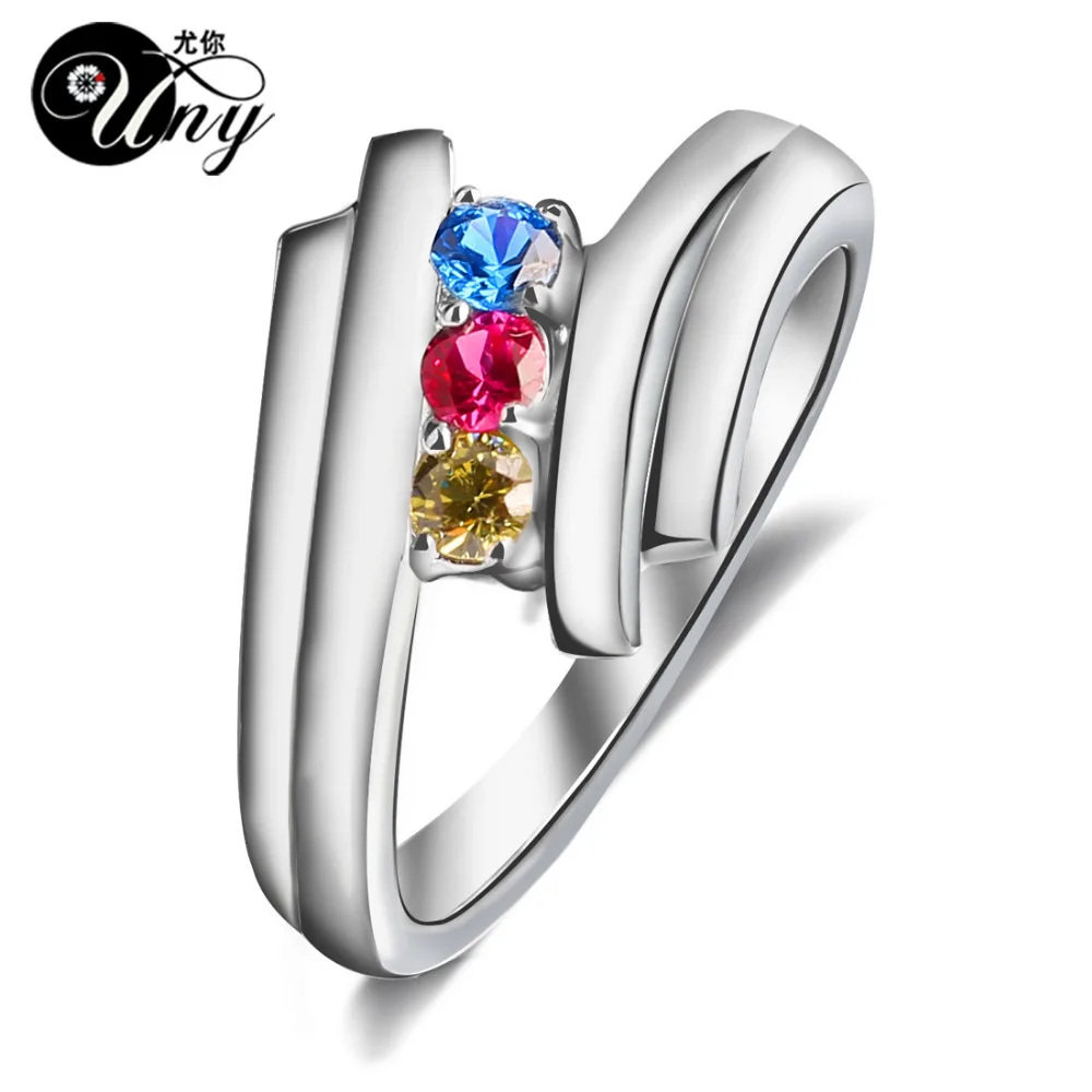 Купить UNY Ring Personalized Anniversary Gifts Rings Love Custom DIY Birthstone Ring 925 Sterling Silver Engrave Heirloom Promise Rings