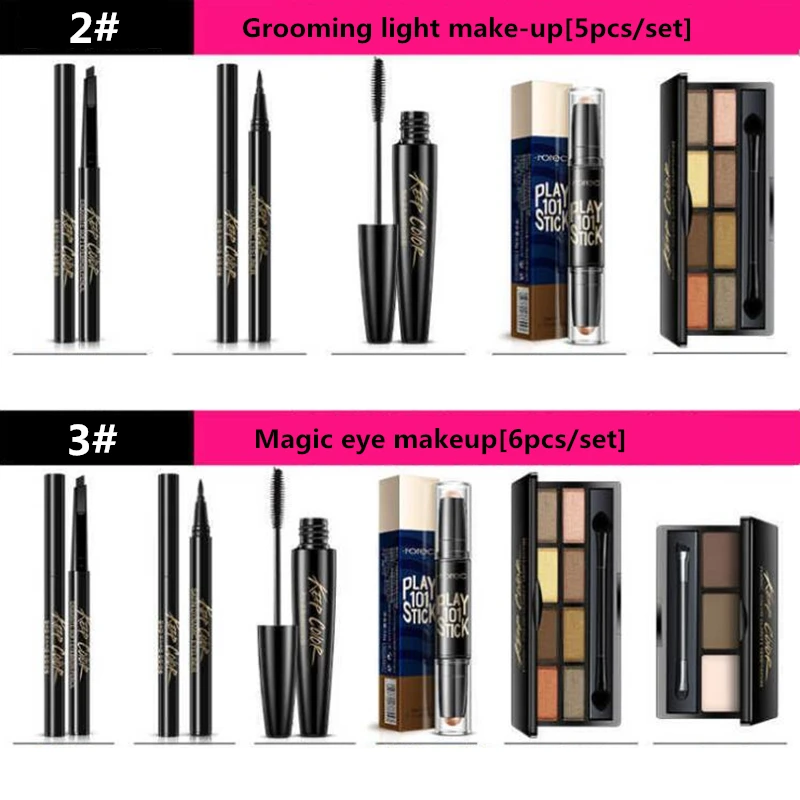 

New Women Brand makeup set,Fashion cosmetics kit,Dazzling eyeshadow,WaterProof Roll Mascara,Magic Eyeliner,Fine grooming stick