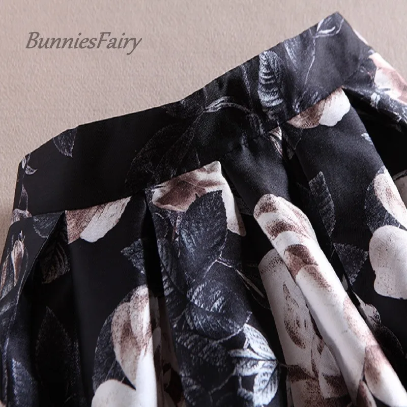 Женская винтажная Юбка-миди с высокой талией и цветочным принтом | одежда