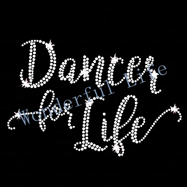 

Free shipping dance for life words IRON ON RHINESTONE TRANSFER