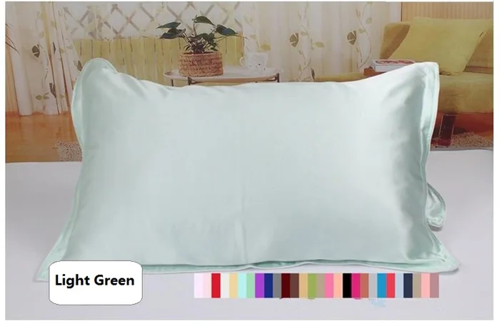 Light green Одна сторона шелк тутового шелкопряда Подушка Чехол s конверт из чистого шелка Подушка Чехол для здорового сна многоцветный - Цвет: Light green