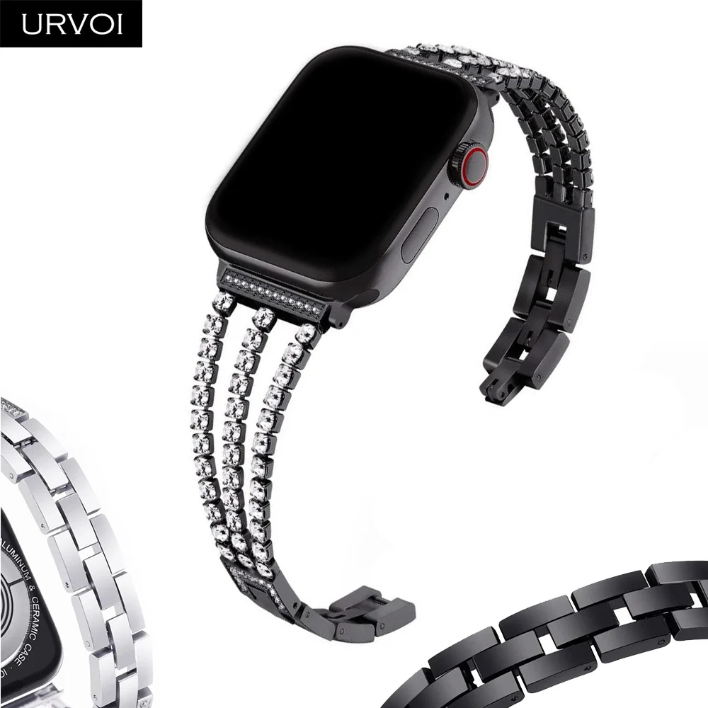 Браслет URVOI для Apple Watch series 6 SE 5 4 3 2 1 женский модный браслет с линиями из циркония