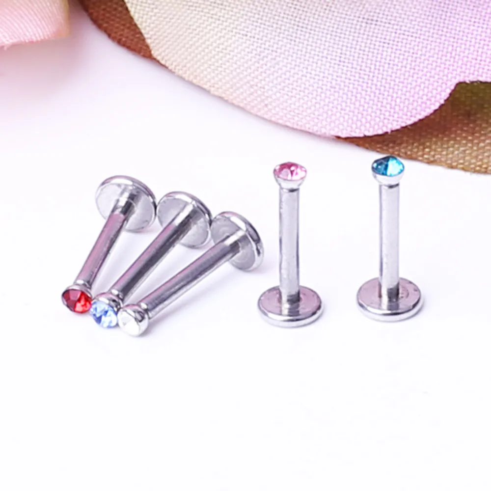 5 шт./лот Bling кристалл головкой винт в Labret 16 г серьги для губ пикантные противоаллергические Пирсинг из нержавеющей стали украшения для тела для женщин LB02