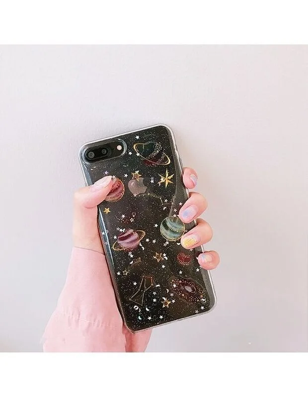 Космическая планета блестящий чехол для телефона s iphone X XR XS Max мягкий силиконовый