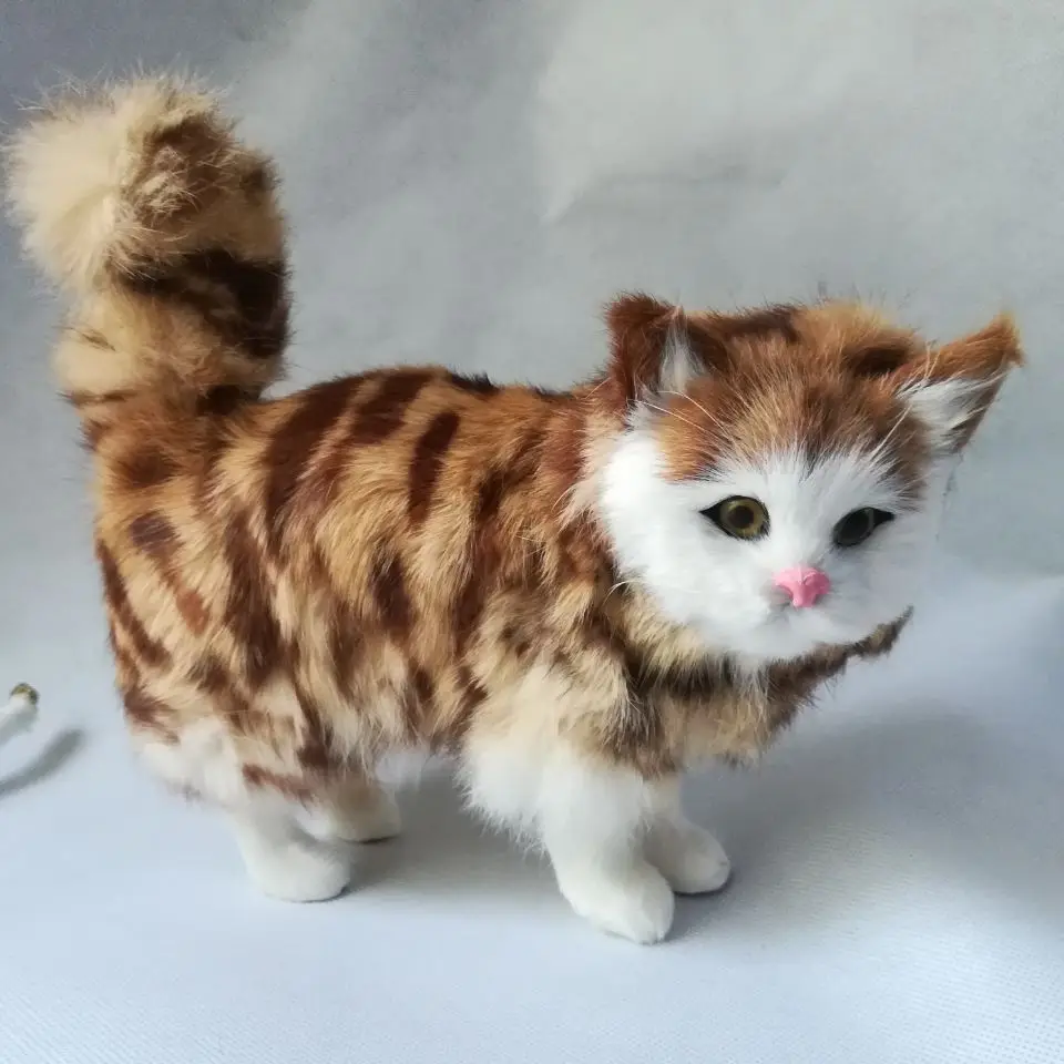 Имитация милой кошки 23x9x20 см модель из полиэтилена и меха кошка украшение дома