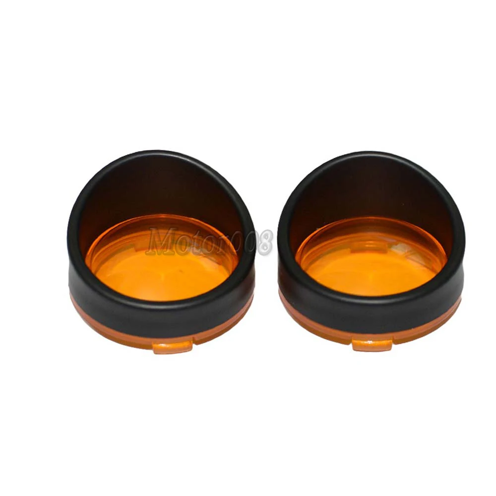Black and Amber Пара ободок козырек поворотник обрамление черный хром Дым Янтарный красный крышка объектива для Harley Softail Sportster Touring Sportster V-R - Цвет: Black and Amber