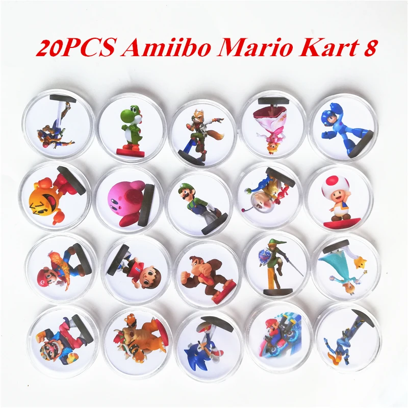 23 шт. Zelda коллекция NFC карты Amiibo 4 герои 20 сердца волк NTAG215 тег новые данные от Tagmo NS Кирби Марио Splatoon 2 - Цвет: Mario Kart 8-20Pcs