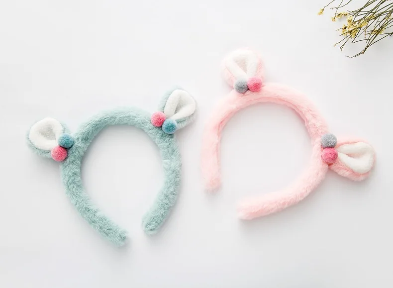 Handmade 10pcs Fashion Cute Fur Bear Ears Hairbands Color Pom Animal Hair Sticks Princess Headwear Accessories | Аксессуары для