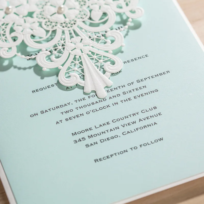 100pcs Vertical Laser Cut White Hollow Flora Wedding Invitation with envelope insert Customizable CW5190 |