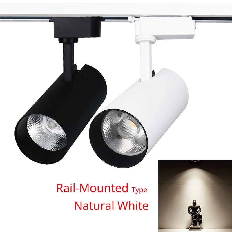 rail-mounted-natural Светодиод для трекового светильника 30 Вт COB Rail прожекторы светильник точечные светильники Лампа для магазина торговый центр выставка Потолочные пятна освещение трековый светильник - Испускаемый цвет: rail-mounted-natural