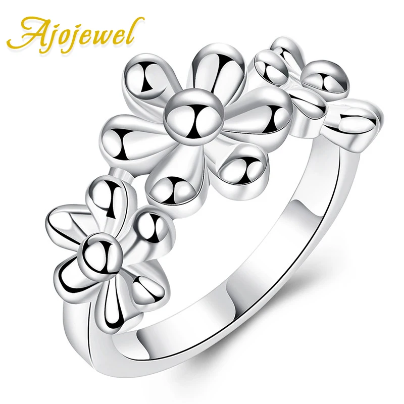 Женское кольцо с цветком Ajojewel Bijoux Anneau серебристого цвета размер 8 Ringen|Кольца| |
