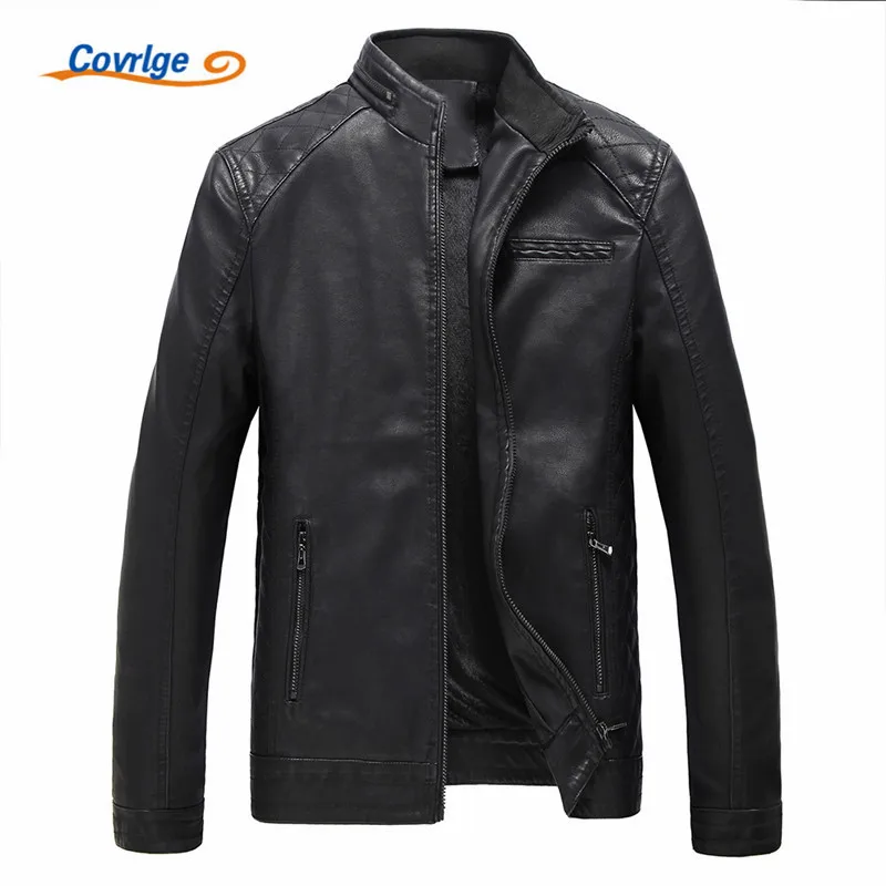 Covrlge Motorcycle Leather Jacket Men New 2017 Slim Fit PU Jackets Casual Mens Suede Jackets Autumn Winter Overcoat Coats MWP012