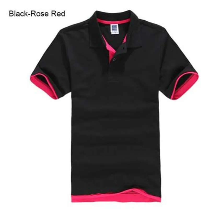 black red Плюс размер 3XL новая брендовая мужская рубашка поло высокого качества Мужская рубашка с короткими рукавами из 65% хлопка брендовые майки летние мужские рубашки поло - Цвет: black red