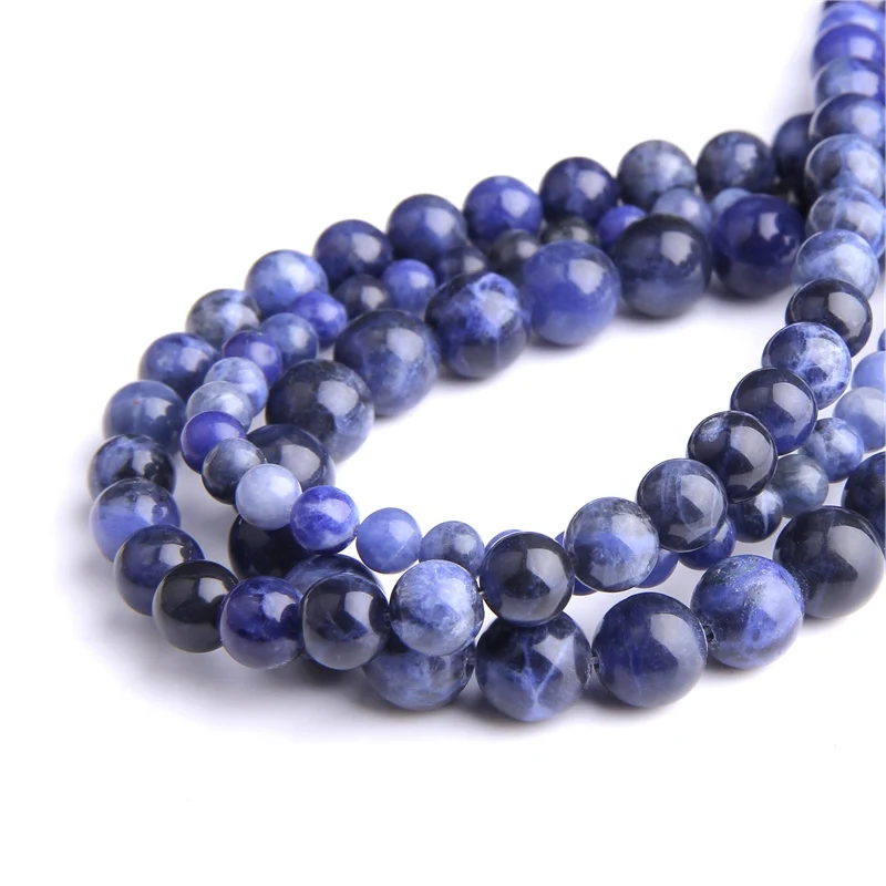 Бусины Из Натурального голубого собалита класса А 4-10 мм Круглые Гладкие бусины