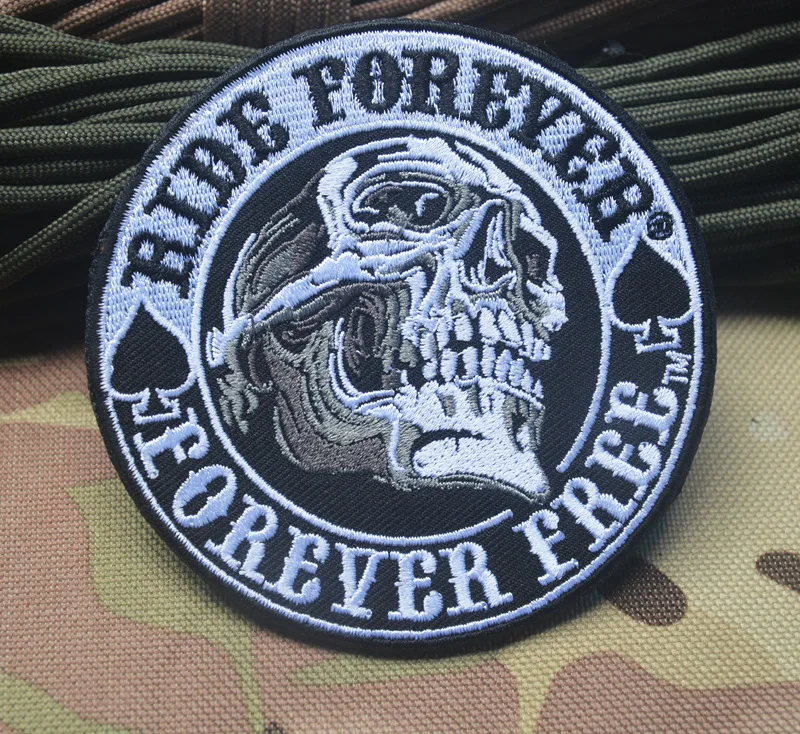 Нашивки с вышивкой Ride forever free байкерские мотогонок патч военные череп тактические бейджи США для куртки