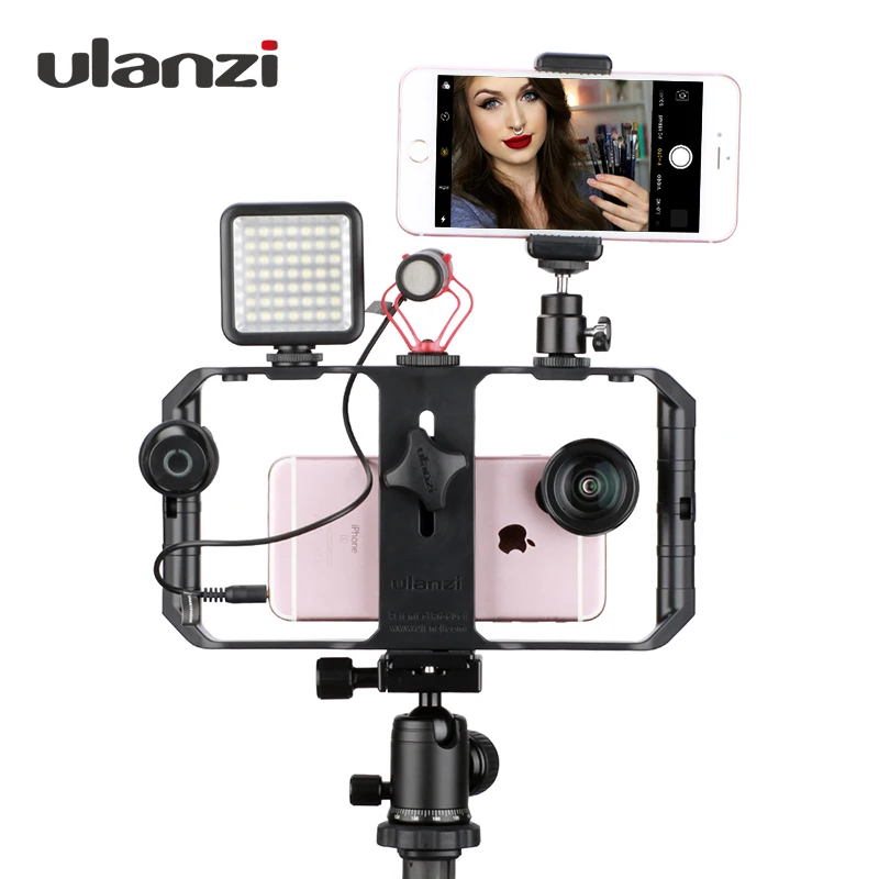 Смартфон Ulanzi со светодиодным микрофоном стабилизатор видео светодиодной