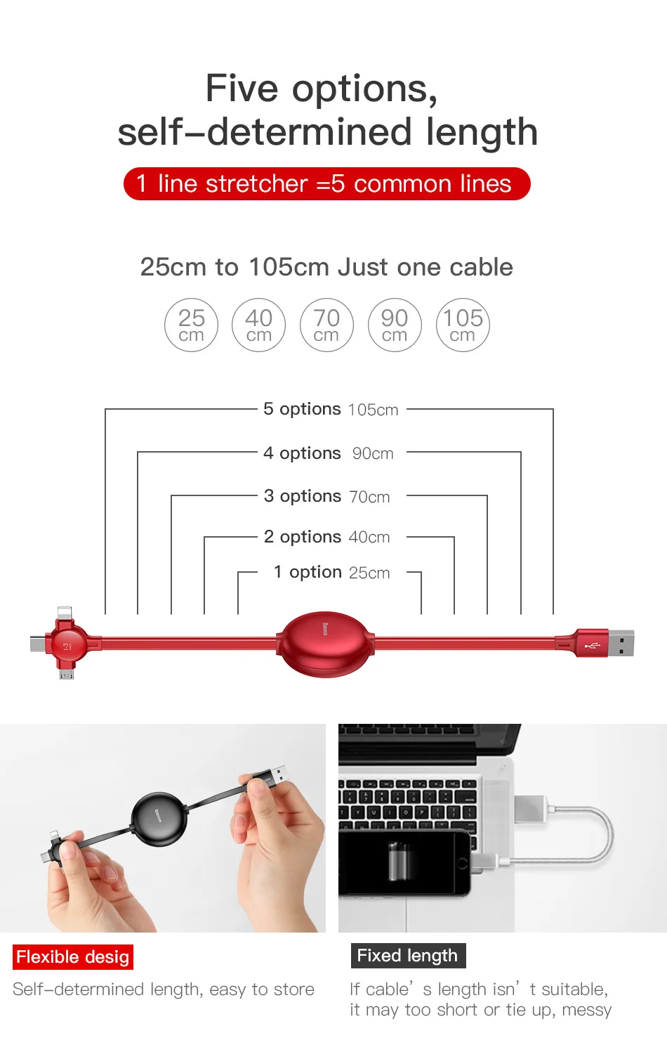 Baseus портативный 3 в 1 кабель с разъемом micro usb type C для iPhone X xs max 3 в 1 USB кабель зарядного устройства для samsung galaxy s9 s8