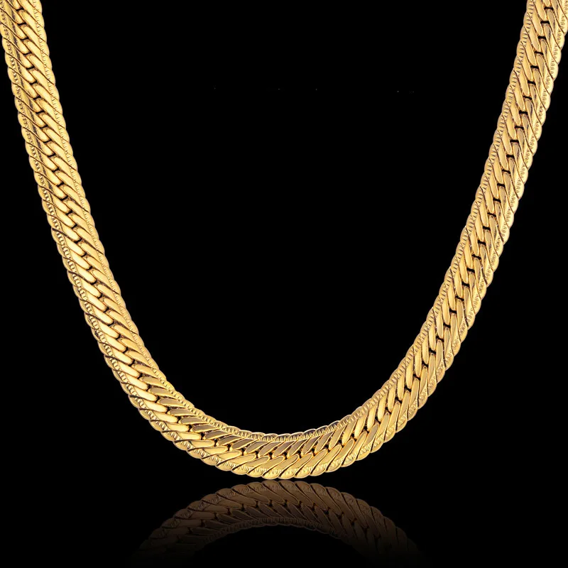 

Hiphop Gold Chain For Men Hip Hop Chain Necklace 8MM Gold Color Curb Long Chain Necklaces Men's Jewelry Colar Collier