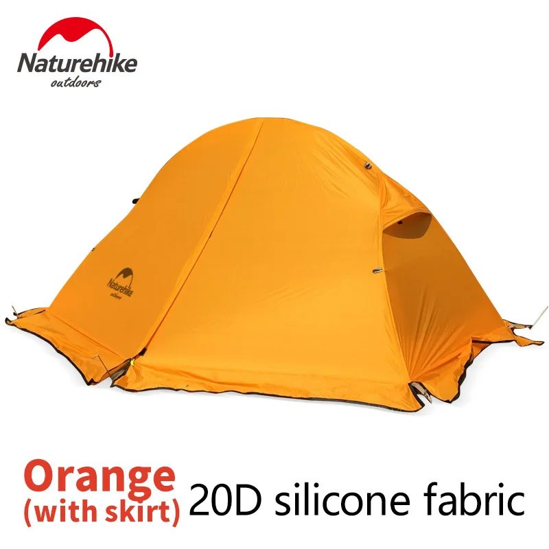 Orange skirt NatureHike одиночные палатки для верховой езды сверхлегкие портативные силиконовые уличные палатки для кемпинга туристические водонепроницаемые палатки алюминиевый стержень - Цвет: Orange skirt