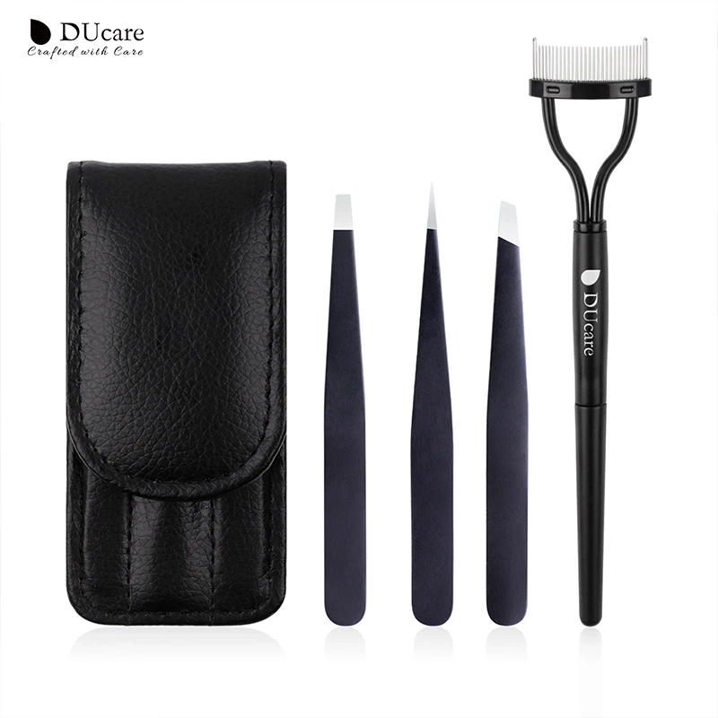 DUcare 3 шт. пинцета для бровей и 1 Складная Расческа ресниц точечный
