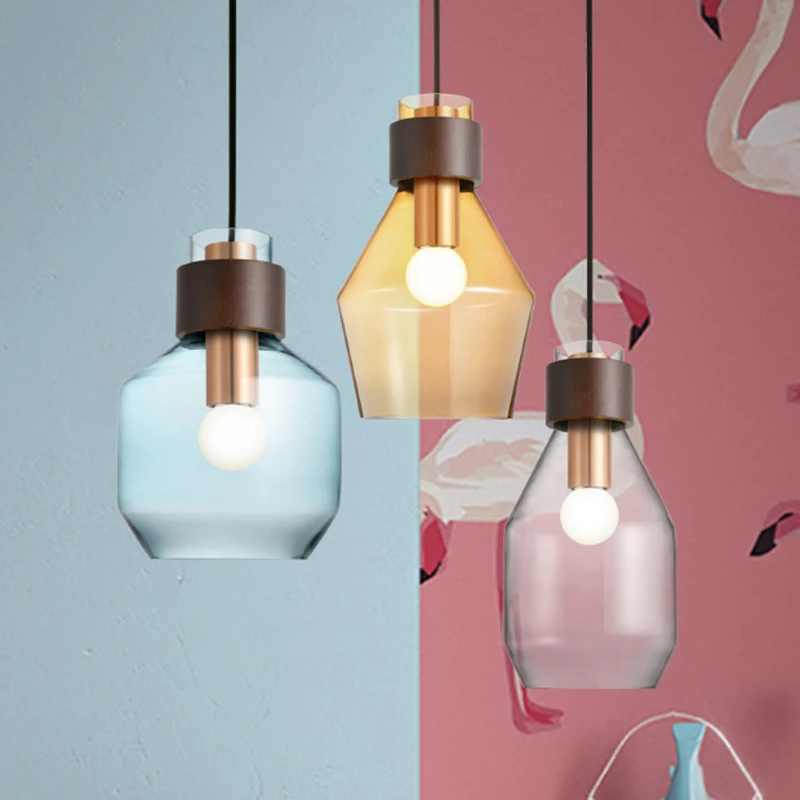 Современный минималистский витражи подвесной светильник с одной лампой Nordic