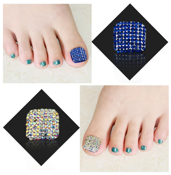 Высококачественные ногти на носках металлические для ножных ногтей со стразами