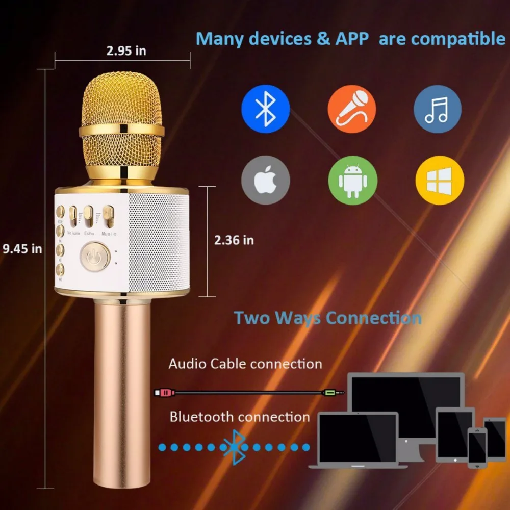 H7 микрофон беспроводной Bluetooth караоке динамик Портативный KTV плеер для домашней