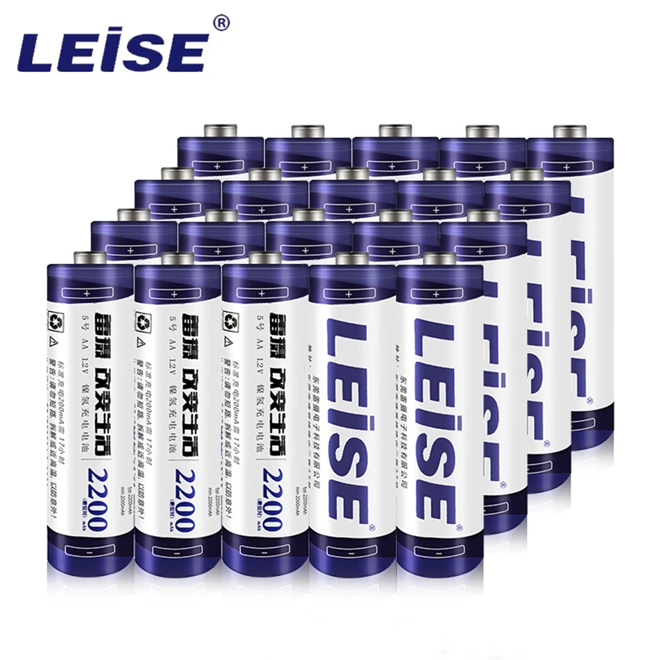 Leise 20 шт AA 2200mAh аккумуляторная батарея 1 2 v Ni MH 2A упаковывается для продажи цикл