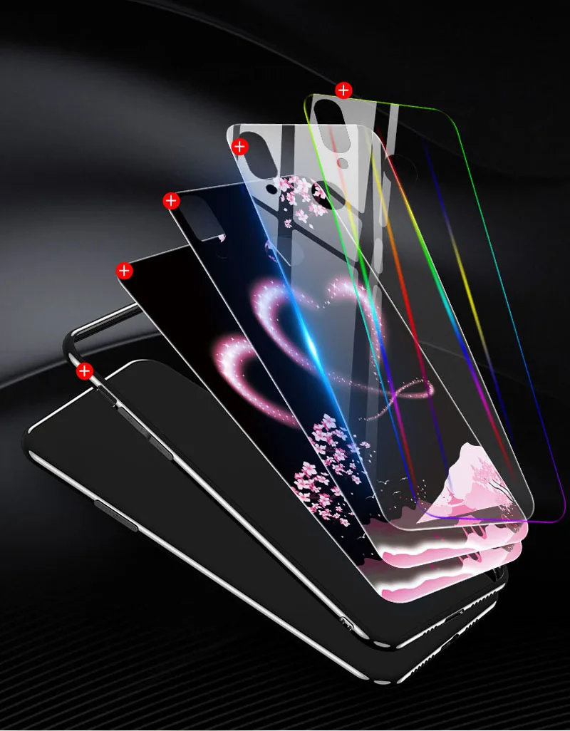 Светящийся чехол из закаленного стекла для OPPO F9 A7X K1 R15X R17 RX17 Pro A83 A1 A79, градиентная Радужная Лазерная оболочка