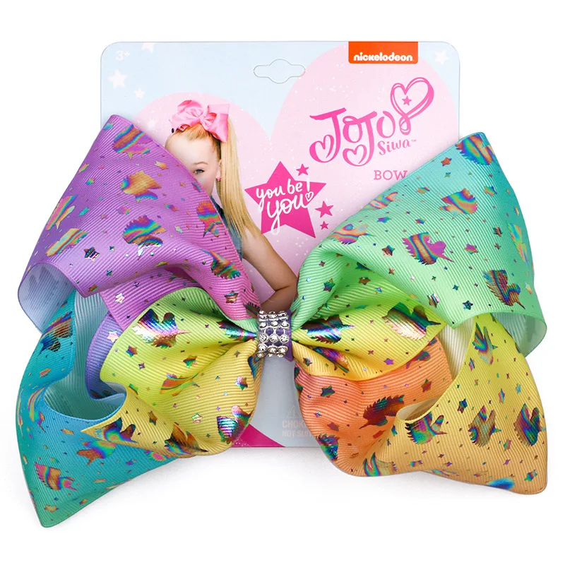 Бант для волос JOJO Siwa 8 дюймов большие радужные Детские аксессуары единорог