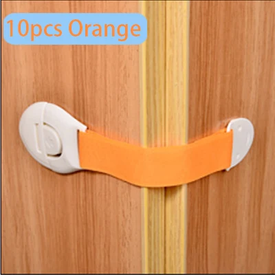 10pcs orange 10 шт. Регулируемая Длина Детские замки для защитного шкафа Дети защиты ящика замки младенческой безопасности дверь холодильника туалетные замки - Цвет: 10pcs orange