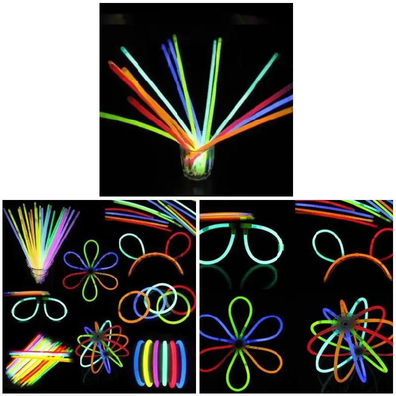 100 шт./компл. светящиеся флуоресцентные браслеты палочки ожерелья неоновые