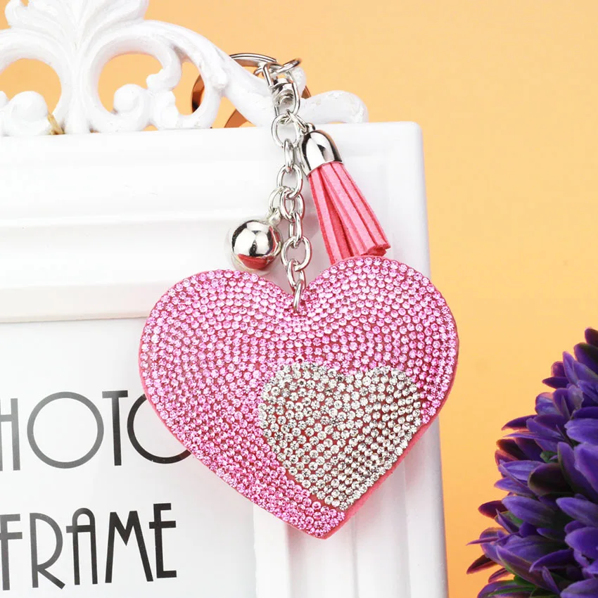 2017 брелки в форме сердца большой брелок для ключей с кристаллами женщин и сумок