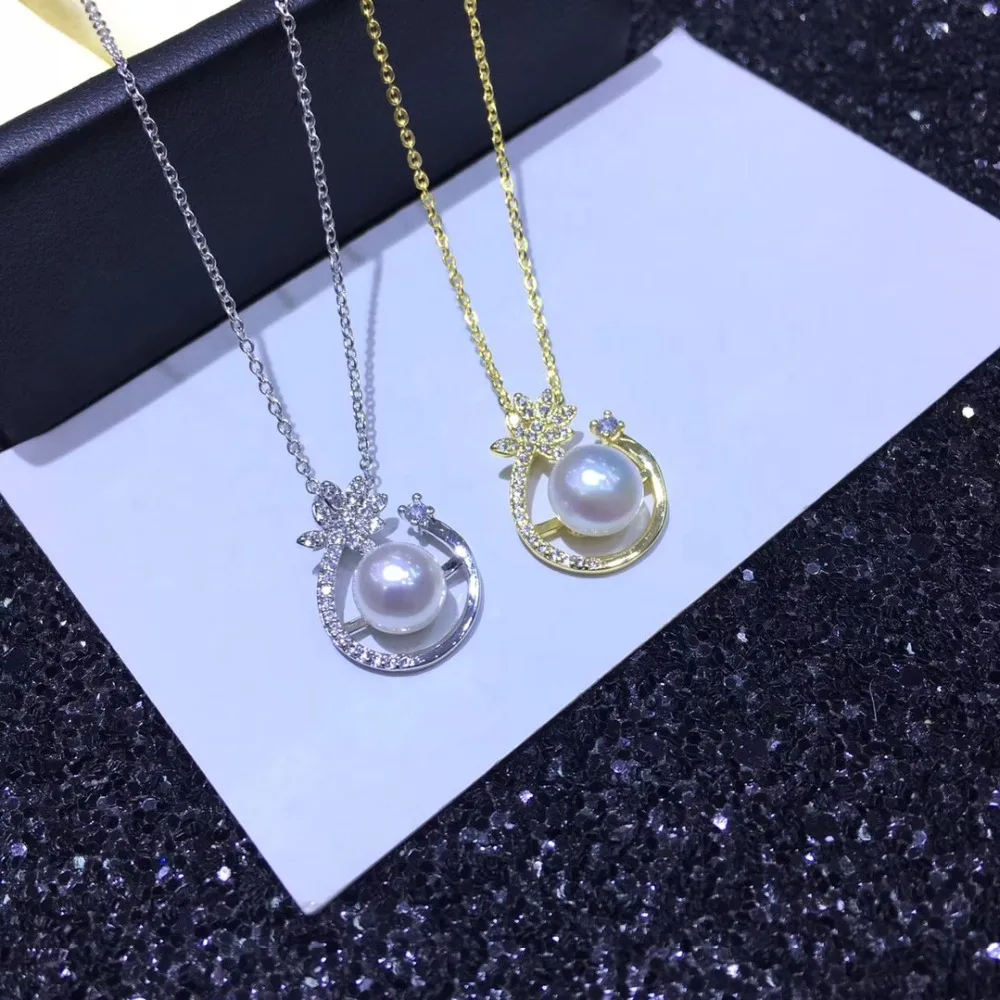 YIKALAISI 925 sterling silver jewelry for women 100% natural 7-8mm freshwater pearl choker pendant 2018 new fashion Wholesale | Украшения и