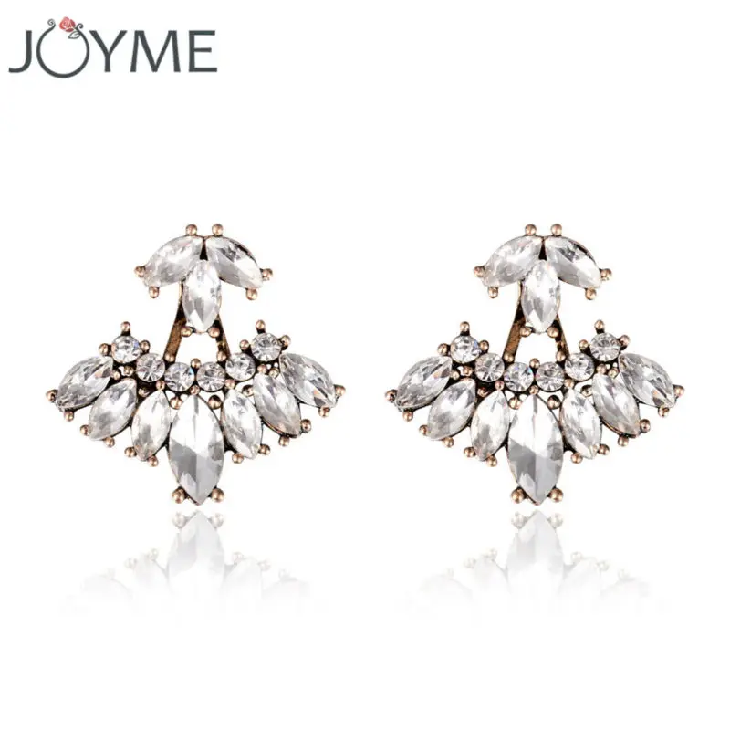 Серьги-гвоздики женские винтажные с кристаллами черного и золотого цвета |