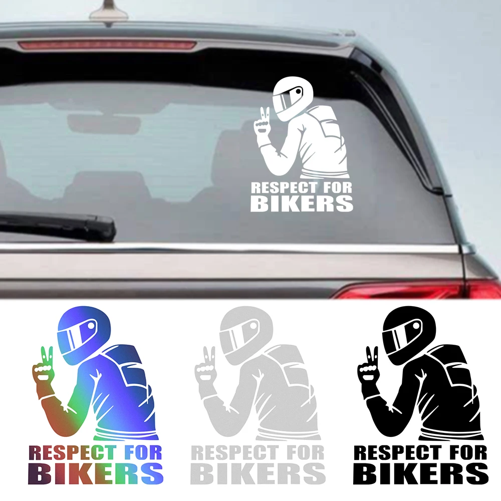 

Respect For Bikers Car Sticker Waterproof Reflective Sticker Decal Funny JDM Vinyl Bike Motorcycle Car Styling Decoration