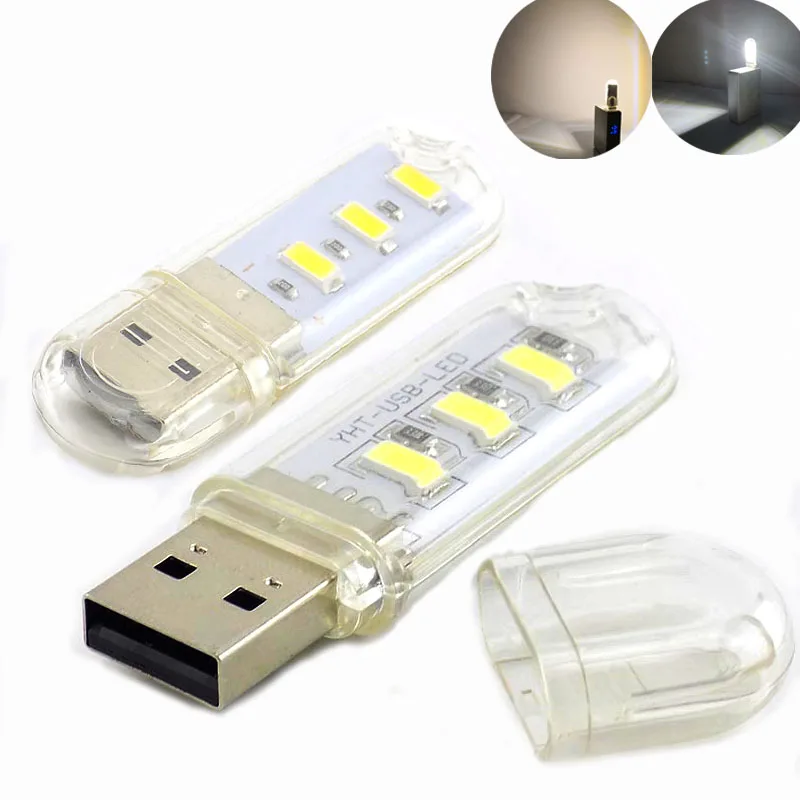 Портативный 5V Mini 3 usb портами и светодиодным индикатором светильник Настольная