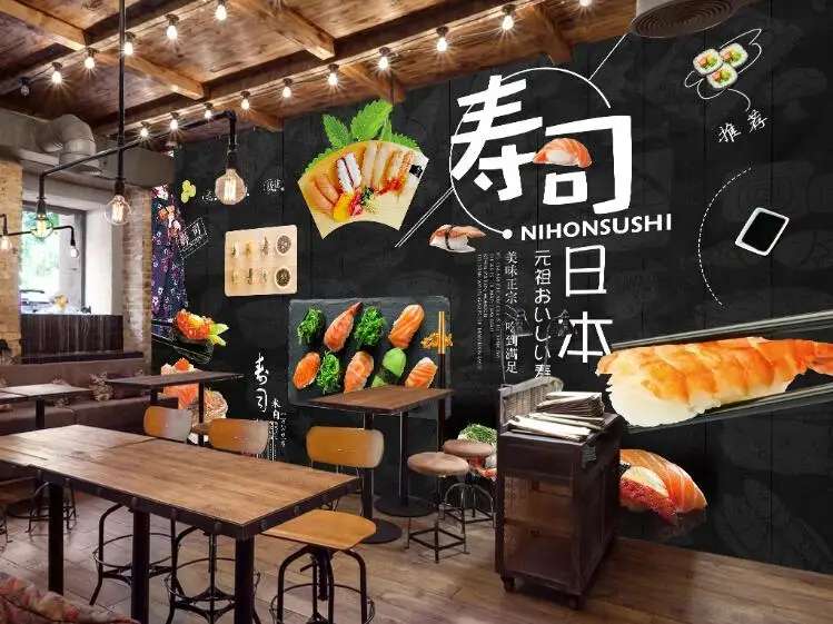 Beibehang papel де parede 3d ностальгические суши обои вкусные японский ресторан обои украшения дома Фон behang