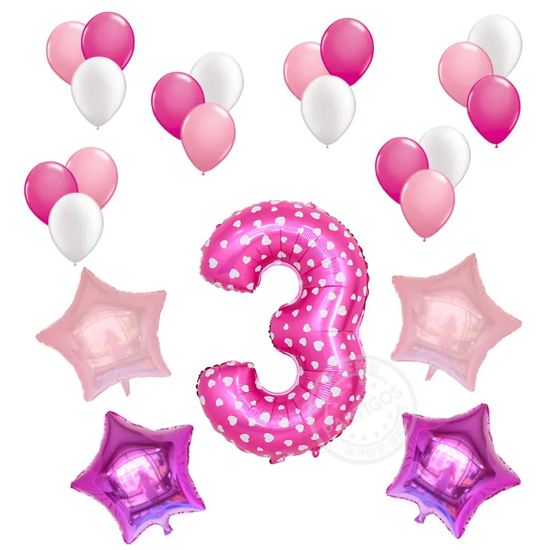 Pink 3 23 шт./лот 32 дюймов количество цифр Фольга шарики Baby Shower 1st на день рождения вечерние «Звезда» для мальчиков гелий 2,2 г розовый синий латекс Globos Декор - Цвет: Pink 3