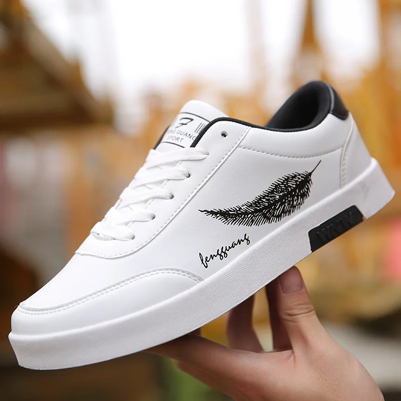 Men Shoes Spring Autumn Casual Leather Flat Lace-up Low Top White Male Sneakers tenis masculino adulto hjm89 |