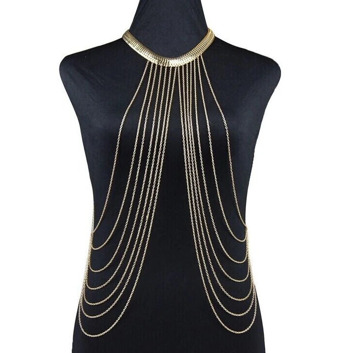Женское многослойное ожерелье Bovvsky длинное металлическое золотого цвета с