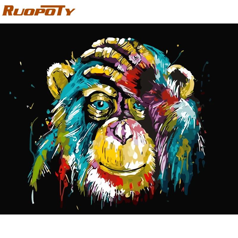 RUOPOTY рамка орангутанг животные DIY живопись маслом по номерам каллиграфия