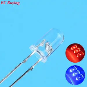 50 шт.лот 5 мм мигающие красныесиние светодиодные вспышки 10000mcd 5 мм мигающие красныесиние диоды светодиодные светоизлучающие диоды двухцветные