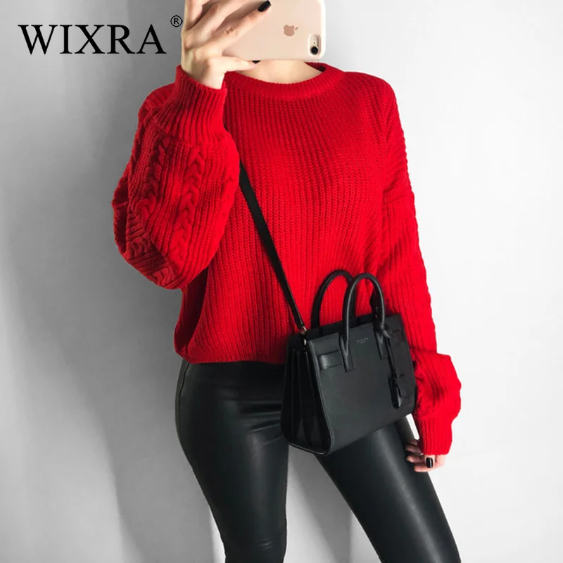WIXRA Women Sweaters And Pullovers Knitted Female O Neck Knitwear Long Sleeve Ribbed Sweater Jumper Tops AW097 | Женская одежда