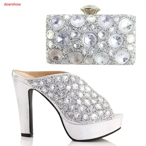 Doershow африканские туфли и сумочки подходящий набор серебряного цвета Лидер
