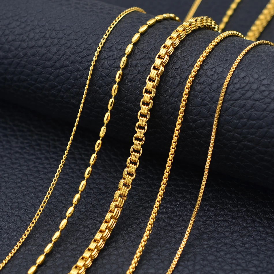 Anniyo Gold Chain Necklaces for Women Girls,Gold Color/Silver Color Thin Chains Jewelry Gifts