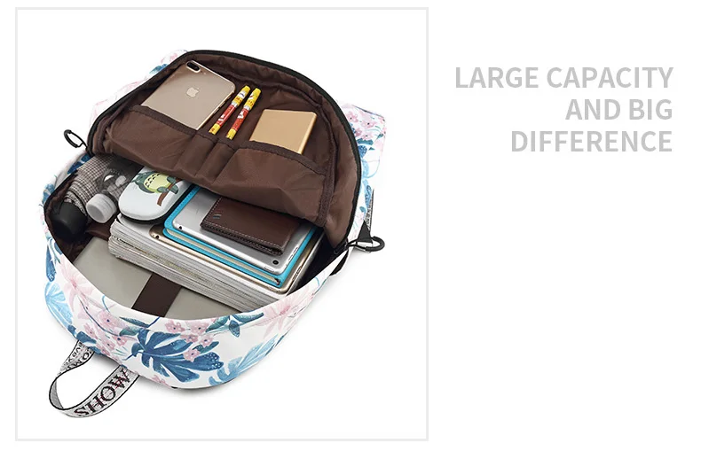 Модный водонепроницаемый женский рюкзак из полиэстера с цветочным принтом, Женский Повседневный Рюкзак для ноутбука, рюкзак для девочек, рюкзак для колледжа