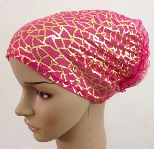 Новый стиль цветок люрекса мусульманские закрытые шапки марлевый хиджаб